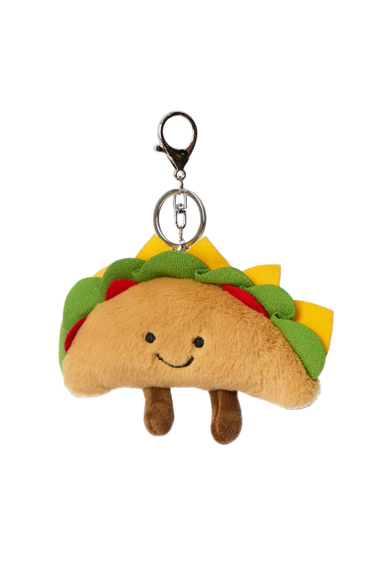 Plush taco keychain charm with metal key ring available in Toronto and shipping across Canada