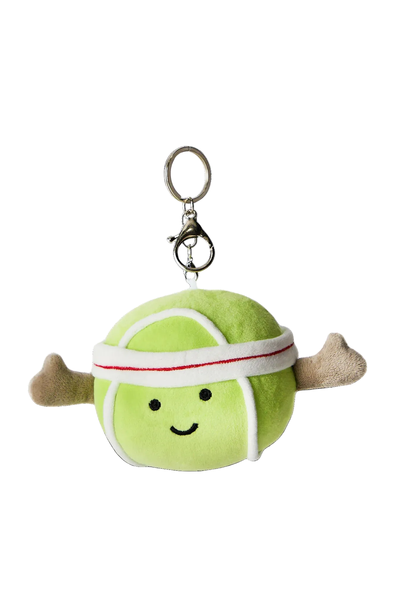 Plush tennis ball keychain charm with metal key ring available in Toronto and shipping across Canada