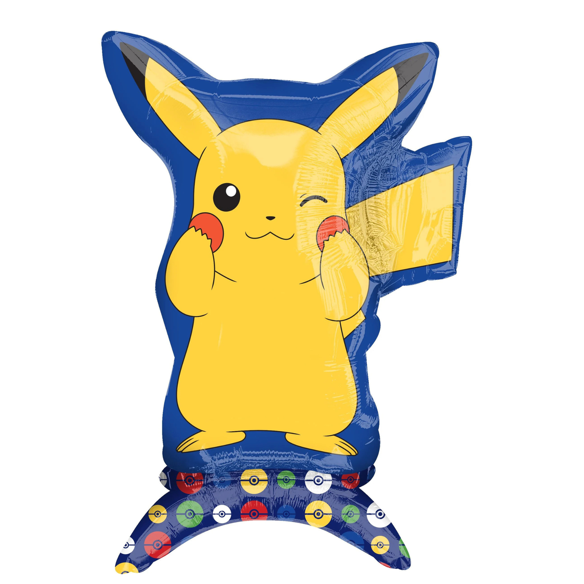 Pokémon Pikachu air-filled balloon structure featuring a winking yellow Pikachu on a blue background with colourful Poké Balls. Pick up in Toronto and Canada-wide shipping available.