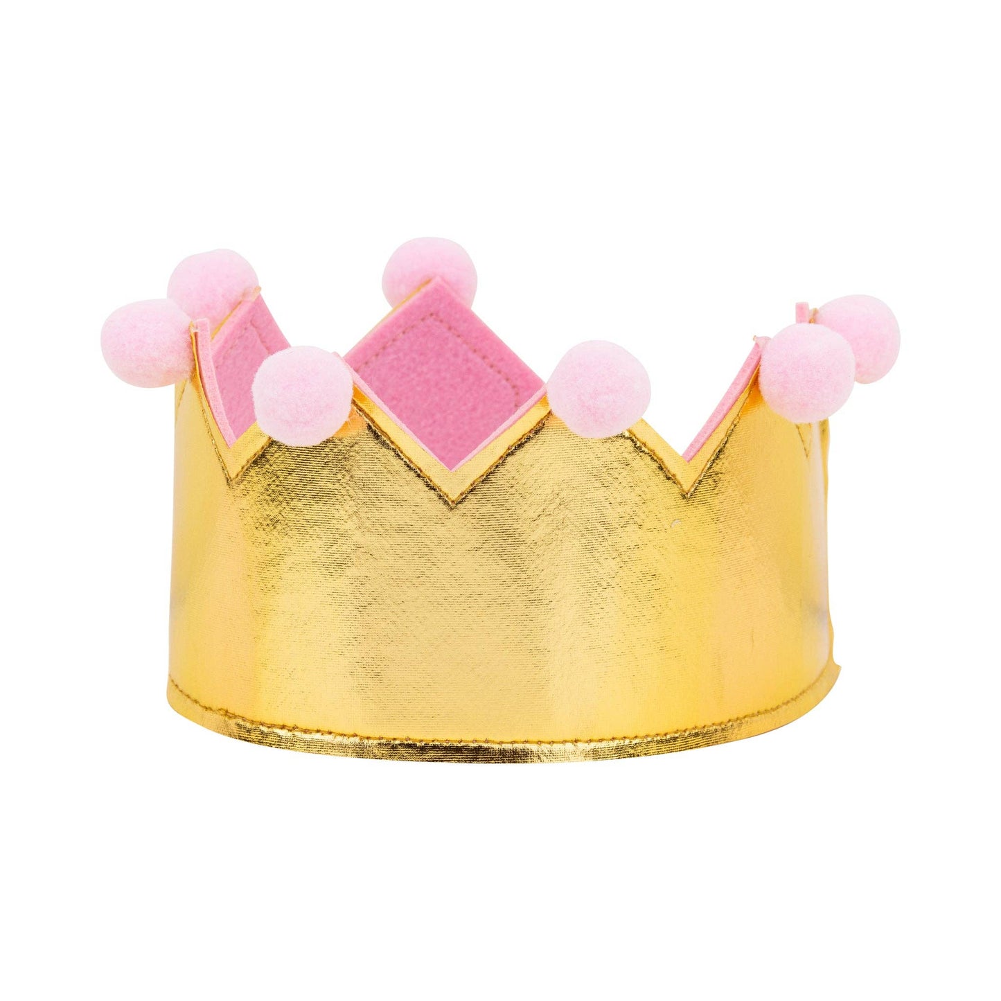gold felt princess crown with pink pom poms available at our Toronto party shop