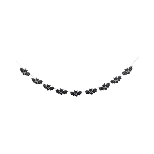 Puffy black felt bat and bow Halloween banner