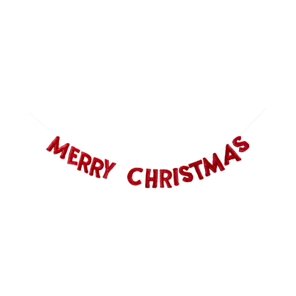 Puffy red velvet Merry Christmas banner with bold letters, perfect for holiday parties. Sold in Toronto and ships across Canada.