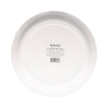 Back label of pumpkin dessert paper plates packaging.