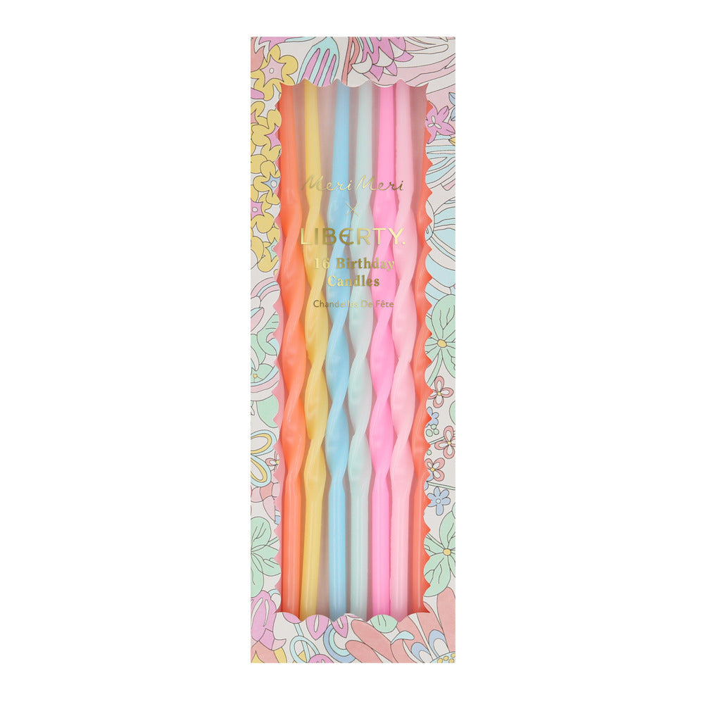 Meri Meri pastel twisted birthday candles in 6 assorted colours, pack of 16