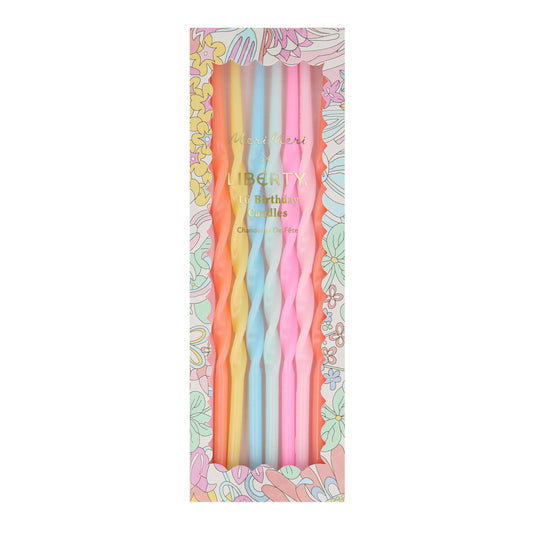 Meri Meri pastel twisted birthday candles in 6 assorted colours, pack of 16