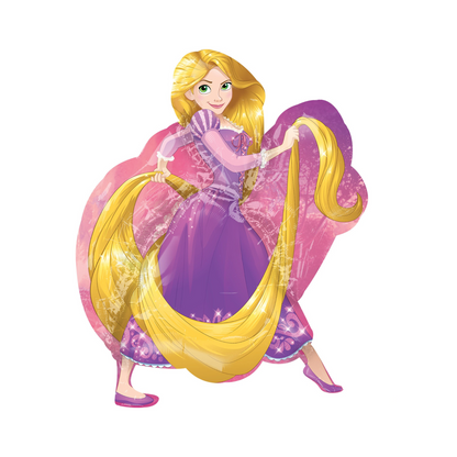 rapunzel balloon with long blond hair