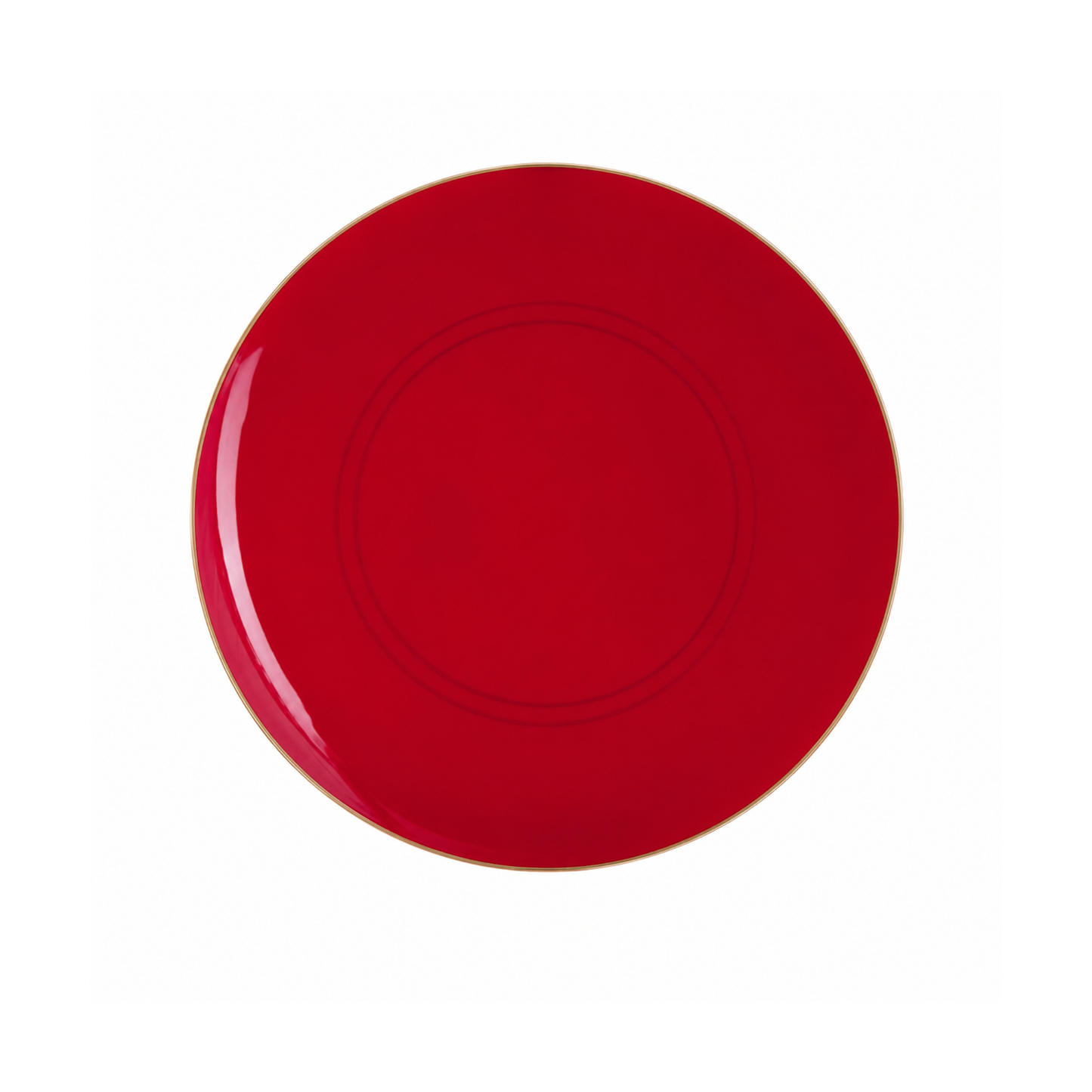 RED & GOLD REUSABLE DESSERT PLATES | 10 PIECES