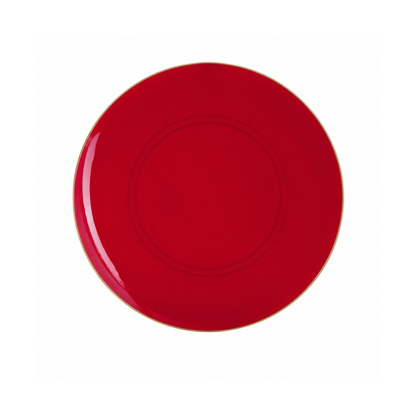 RED & GOLD REUSABLE DESSERT PLATES | 10 PIECES