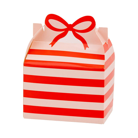 Toronto holiday gable box in red and pink stripes with bow design, perfect for festive treats and gifts.