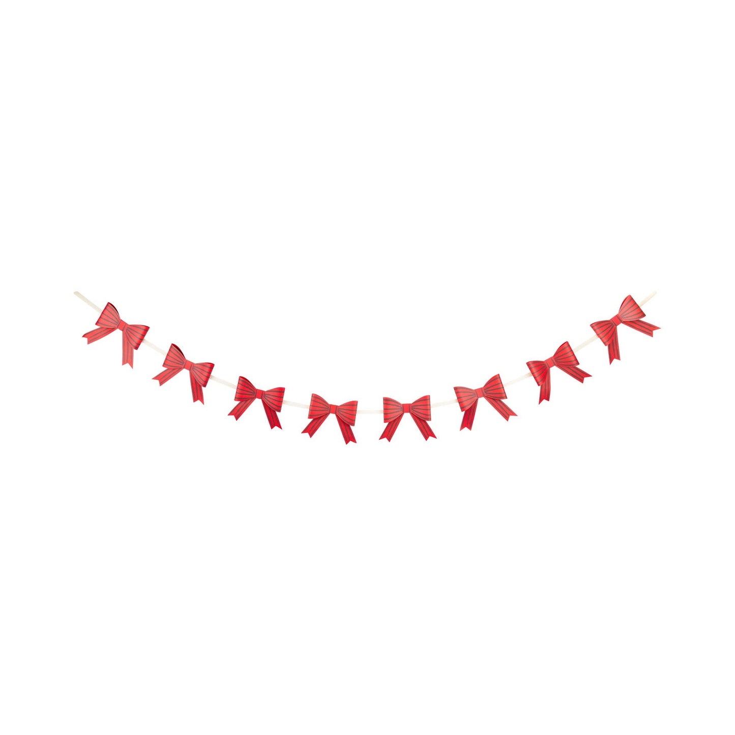 Red paper bow banner featuring 8 bows, perfect for Christmas parties and Toronto holiday décor sold by Confetti My Party.