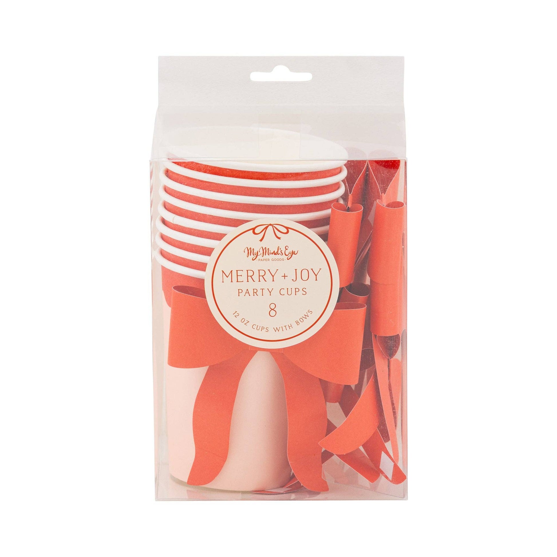 Pack of red and pink party cups with decorative adhesive bows in packaging. Sold in Toronto and ships across Canada.