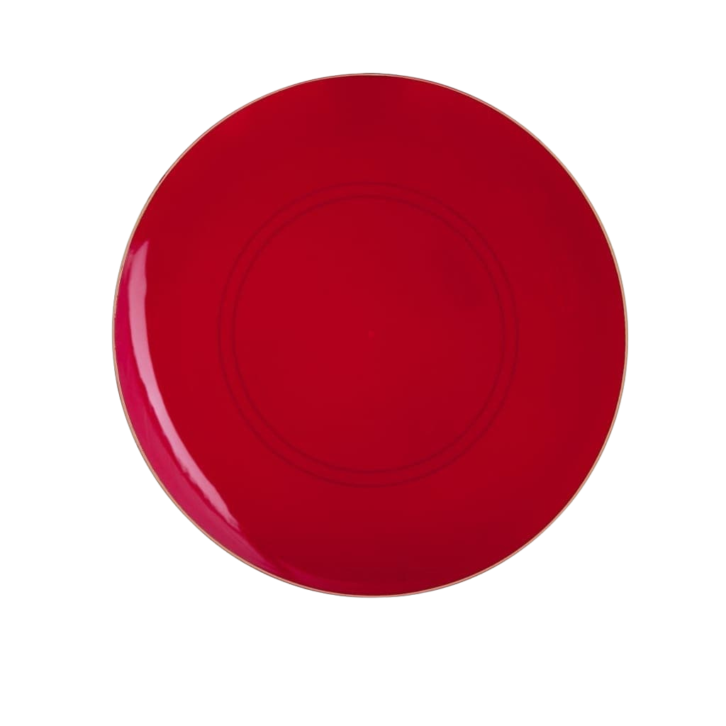 RED & GOLD REUSABLE DINNER PLATES | 10 PIECES