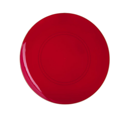 RED & GOLD REUSABLE DINNER PLATES | 10 PIECES