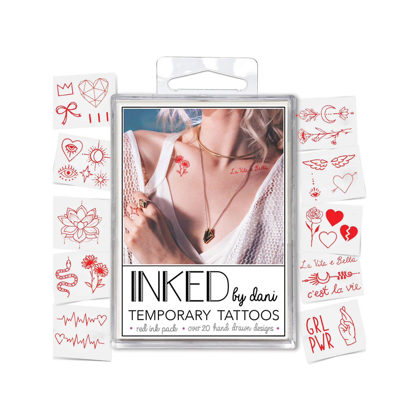 temporary tattoos in red ink designs