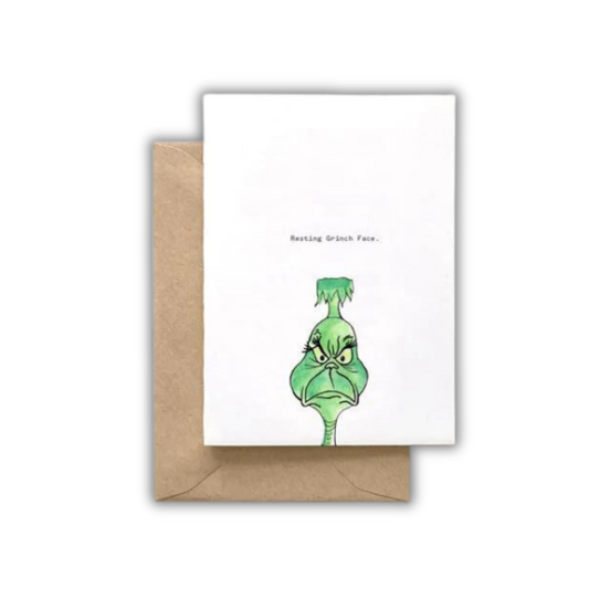 RESTING GRINCH FACE HOLIDAY CARD