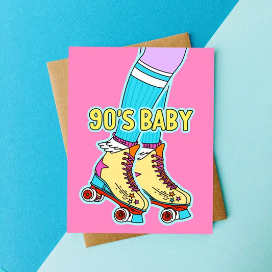 retro happy birthday 90's baby greeting card