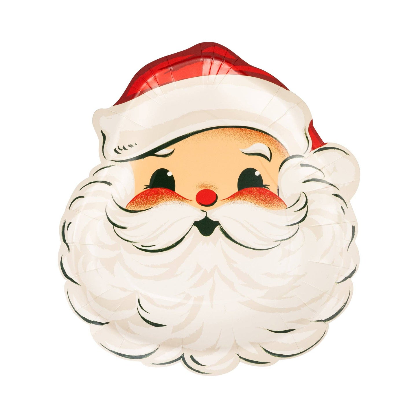 Retro Santa shaped paper plate with vintage design, available at our Toronto party shop.
