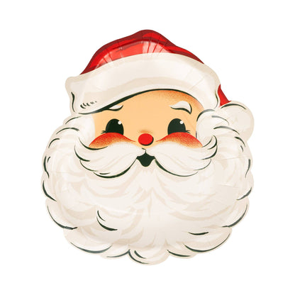 Retro Santa shaped paper plate with vintage design, available at our Toronto party shop.