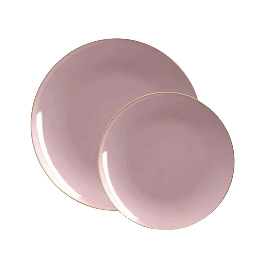 mauve and gold plastic dessert plates