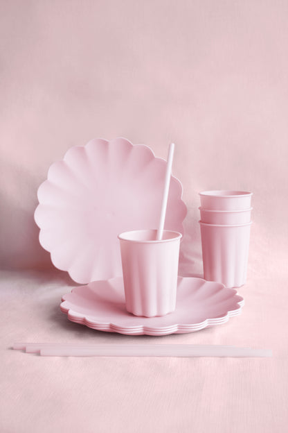 reusable pink party supplies ( plates & cups)