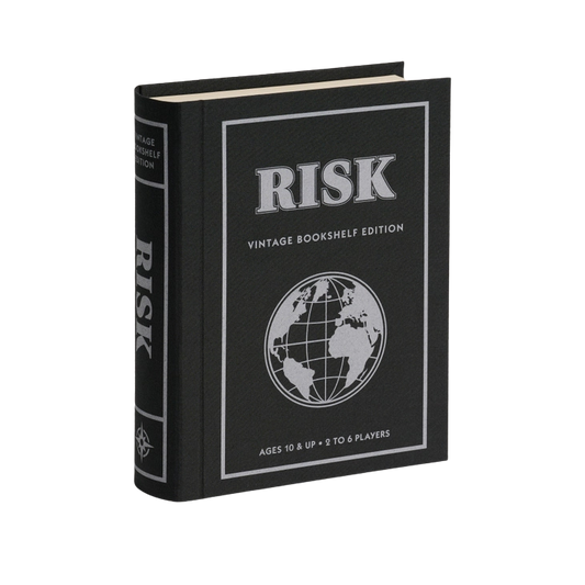 RISK Vintage Bookshelf Edition linen-wrapped book case, ideal for display and play, shipping across Canada.
