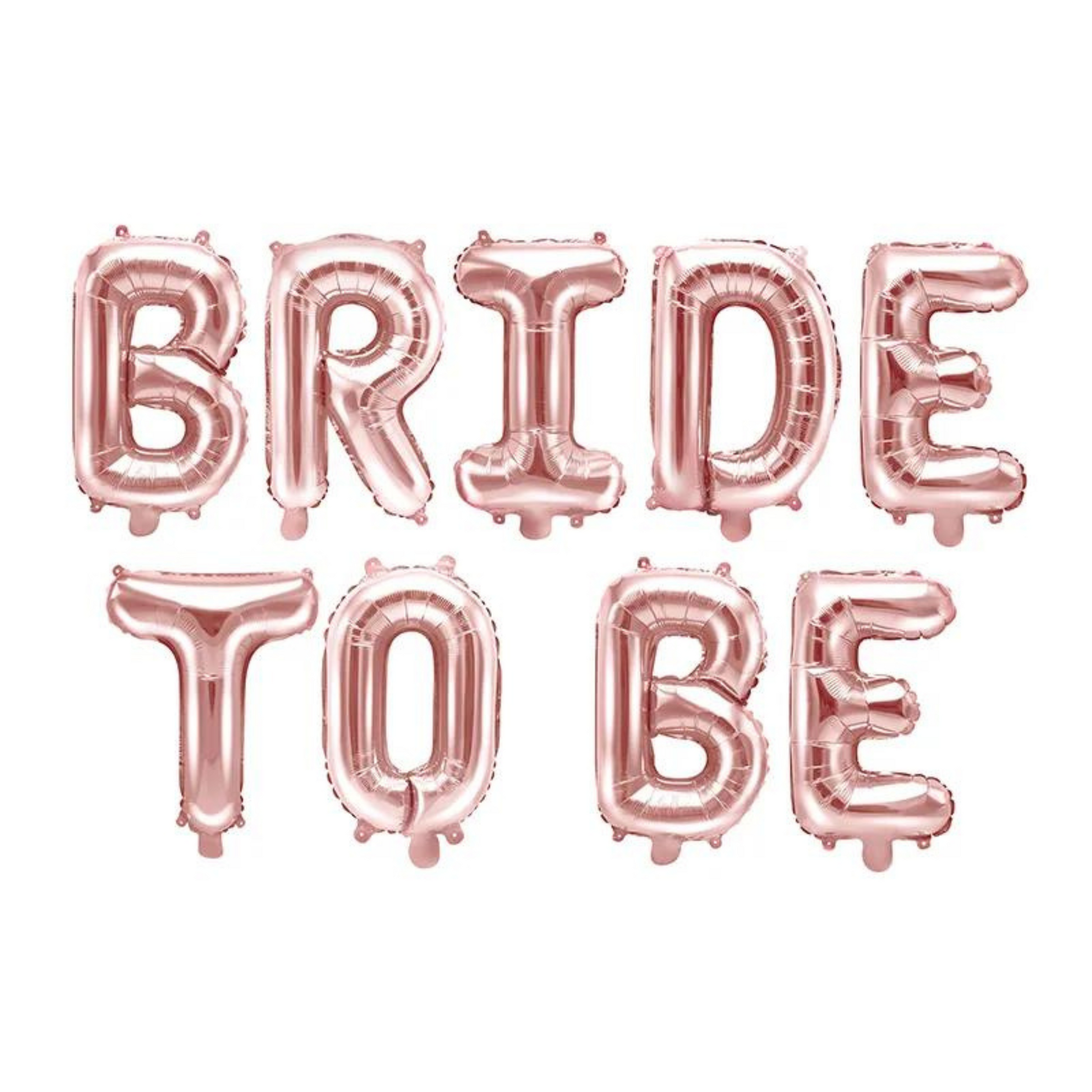 foil balloon banner spelling out BRIDE TO BE