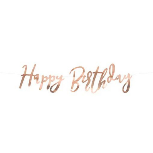rose gold happy birthday banner