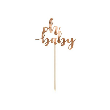 oh baby cake topper in rose gold