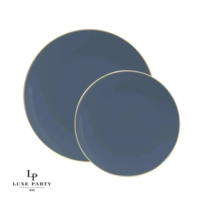 slate grey and gold trim round reusable dinner plates- pack of 10