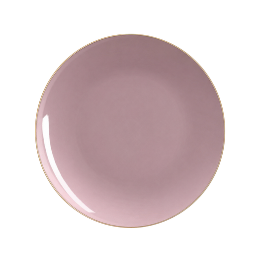 MAUVE & GOLD ROUND REUSABLE DESSERT PLATES | 10 PIECES