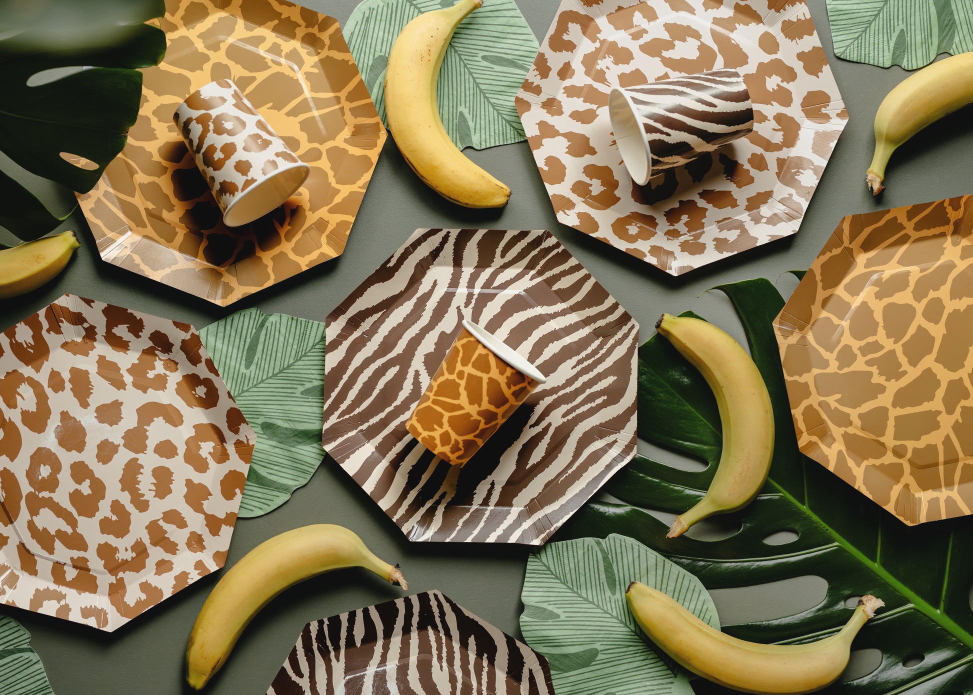 Animal print party plates for safari themed celebrations available in Toronto and shipping across Canada