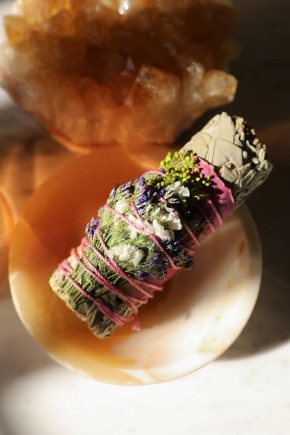 sage with dried florals 