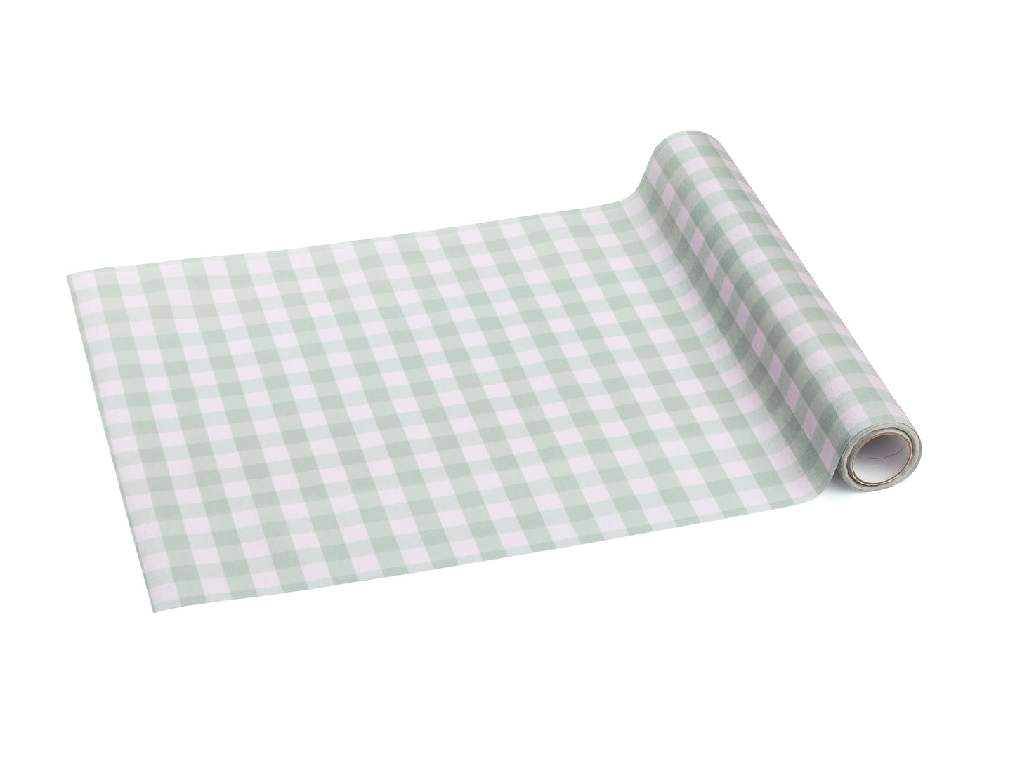 Sage and beige gingham table runner available at our Toronto party shop