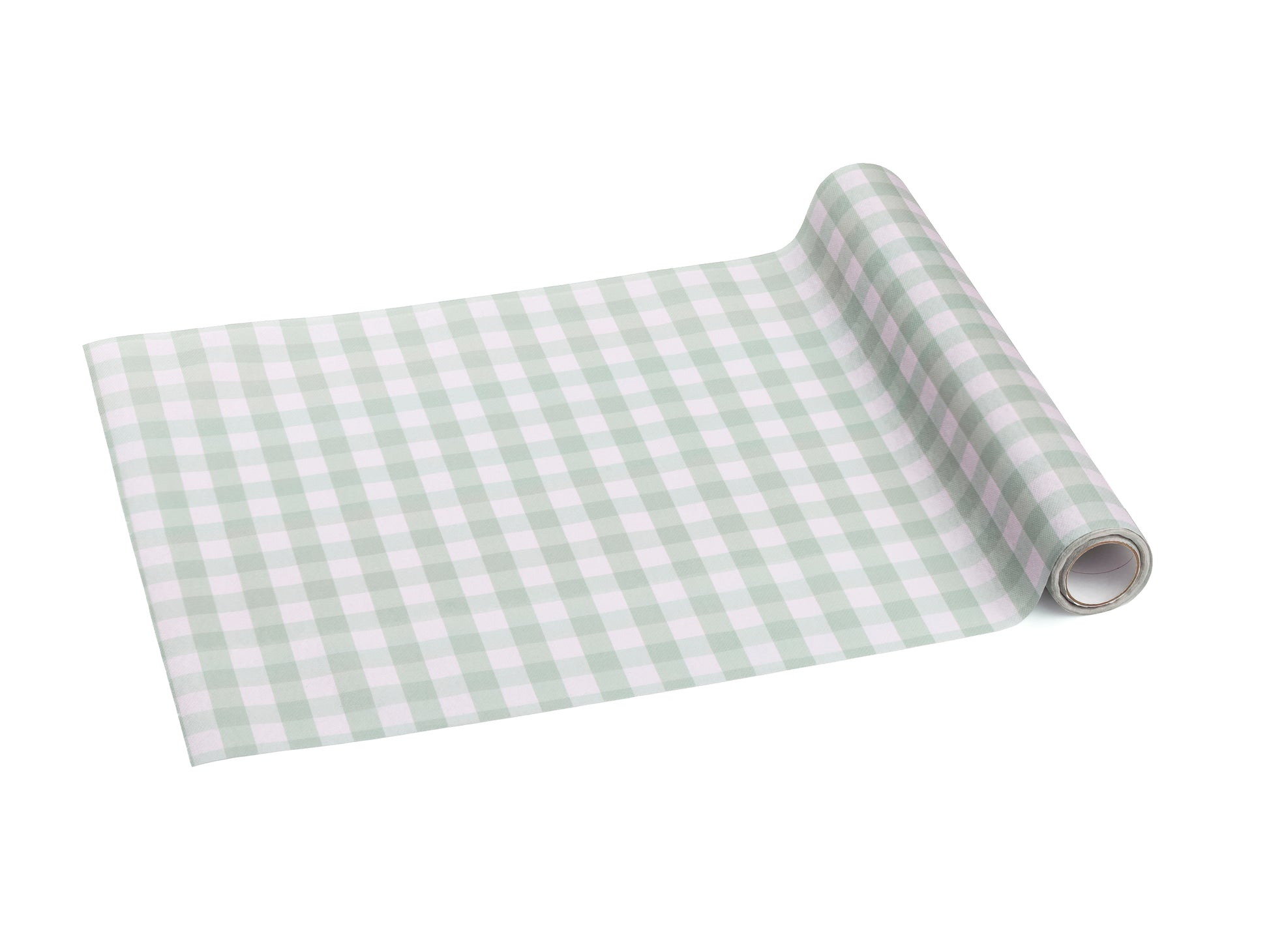 Sage and beige gingham table runner available at our Toronto party shop
