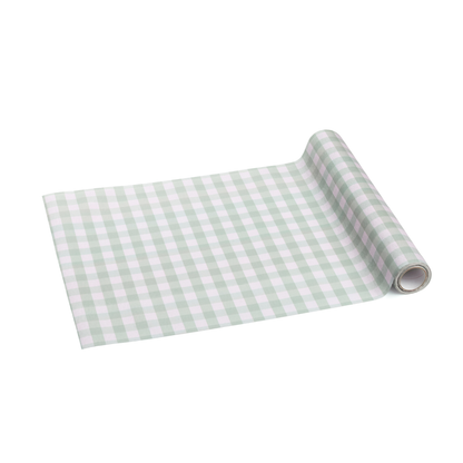 SAGE GINGHAM TABLE RUNNER