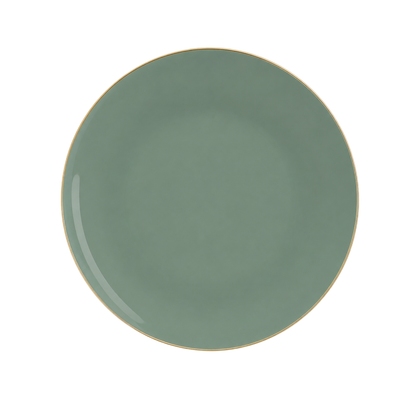 SAGE GREEN & GOLD REUSABLE DESSERT PLATES | 10 PIECES