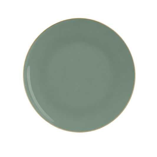 SAGE GREEN & GOLD REUSABLE DESSERT PLATES | 10 PIECES