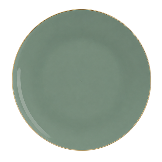 SAGE GREEN & GOLD REUSABLE DINNER PLATES | 10 PIECES