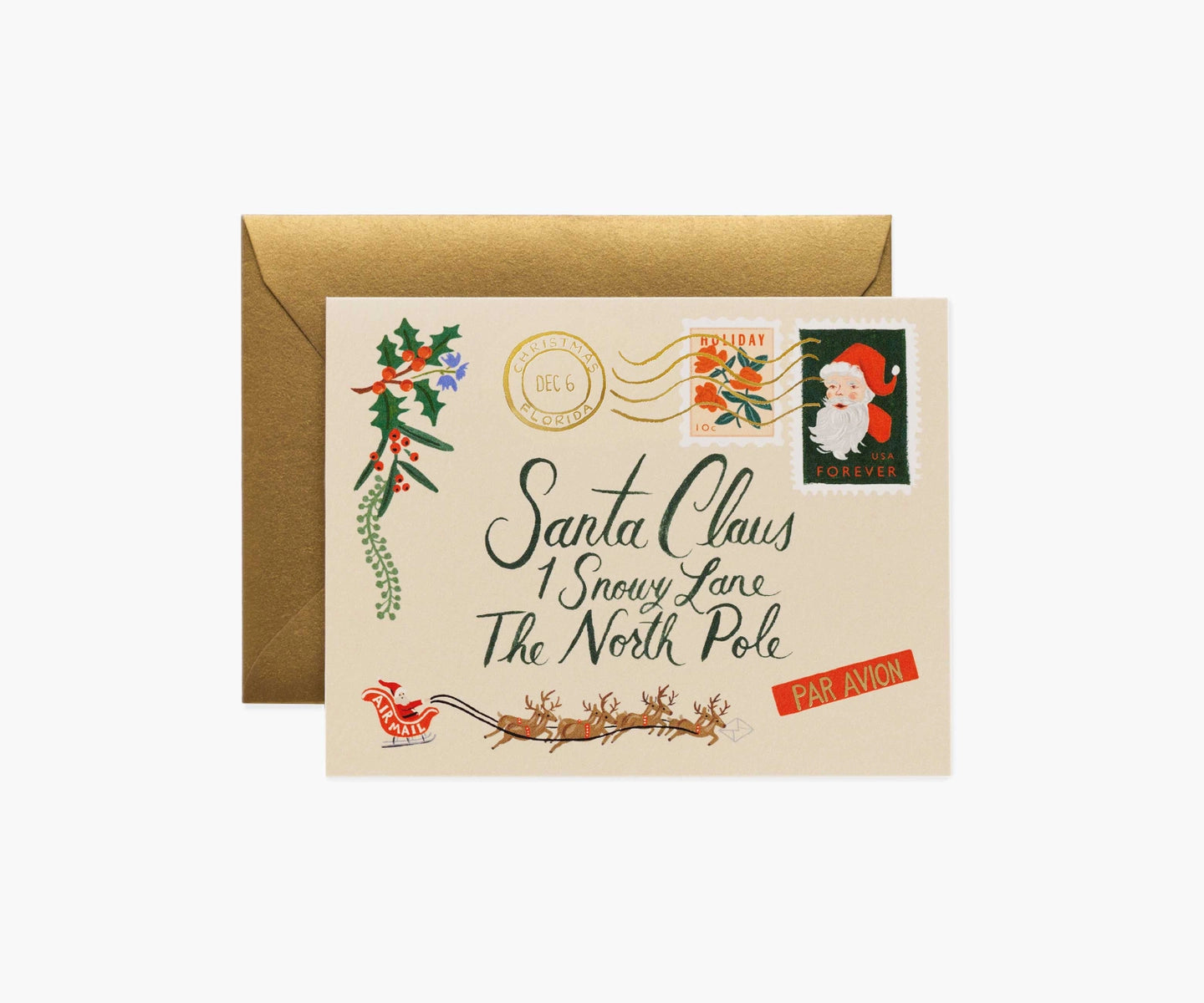 SANTA LETTER HOLIDAY GREETING CARD – CONFETTIMYPARTY