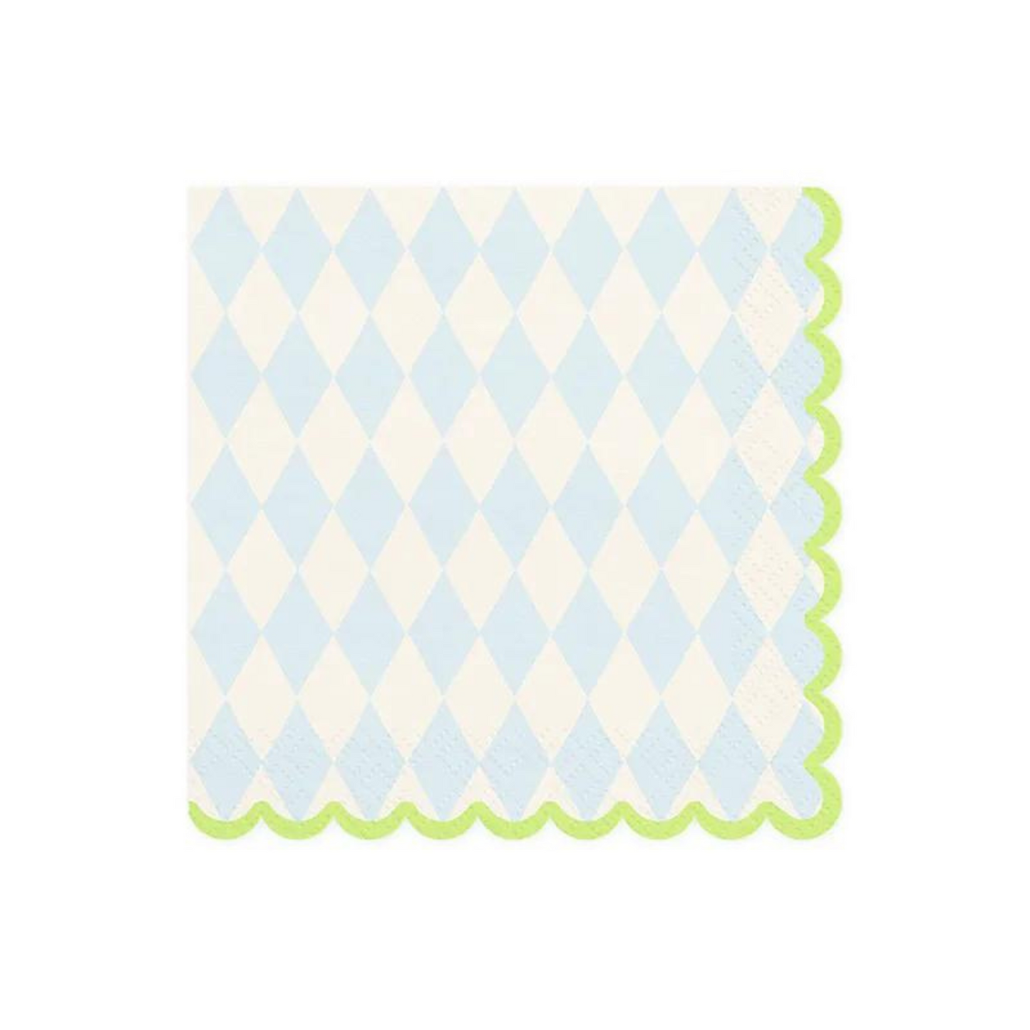 napkins with scalloped edge and diamond pattern