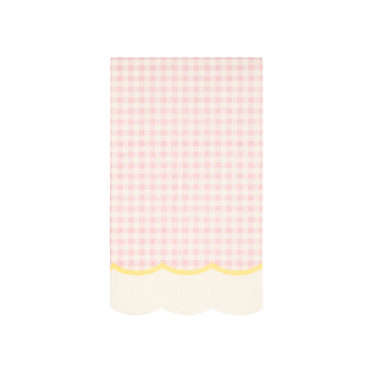 scalloped edge gingham dinner napkin in pink 