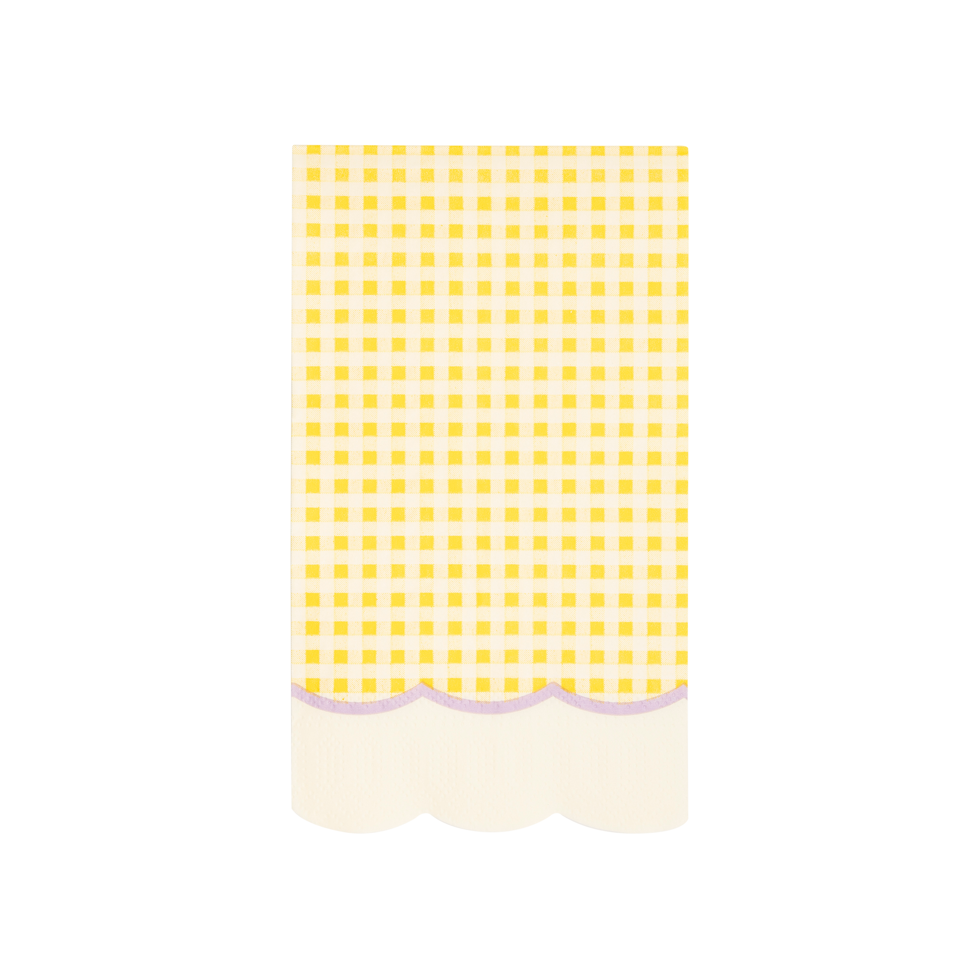 scalloped edge gingham dinner napkin in yellow 