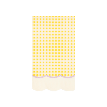 scalloped edge gingham dinner napkin in yellow 