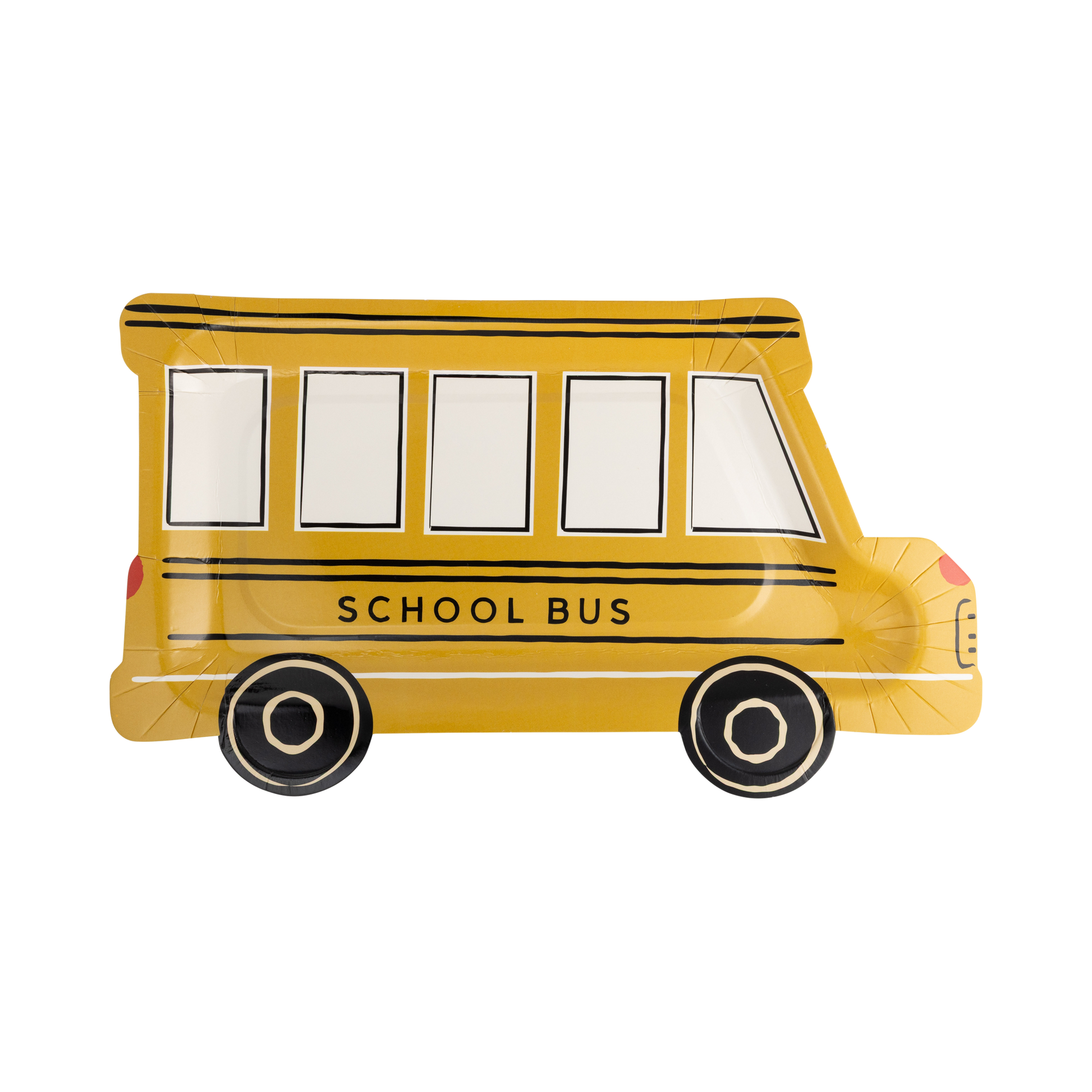 School bus shaped paper plates available at our Toronto party shop.