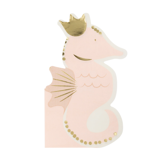 seahorse shaped paper napkins with gold details