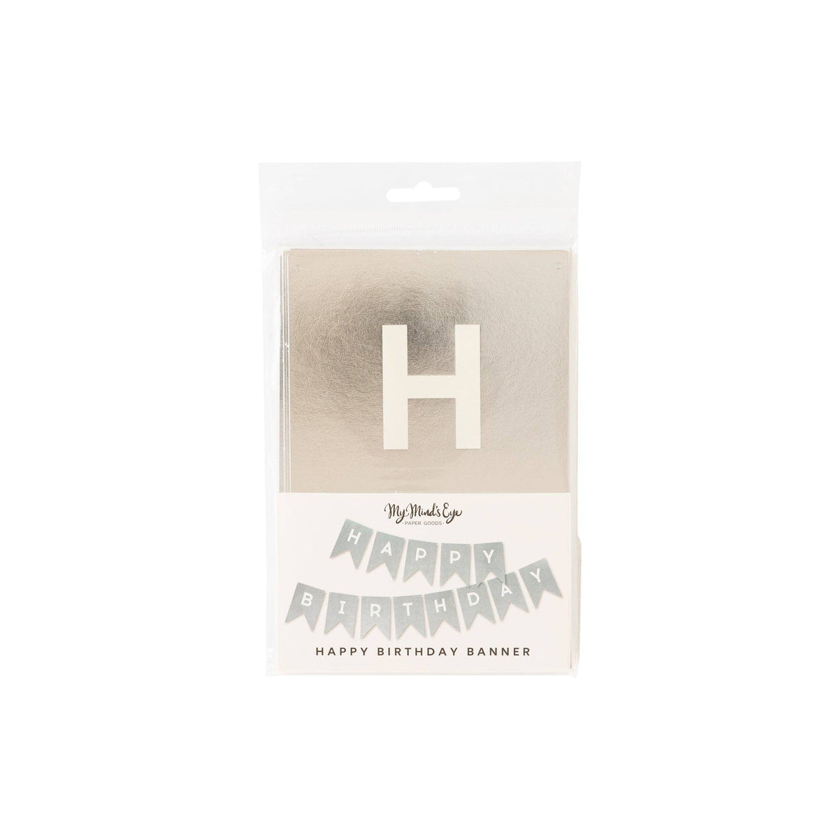 Packaged silver 'Happy Birthday' banner 