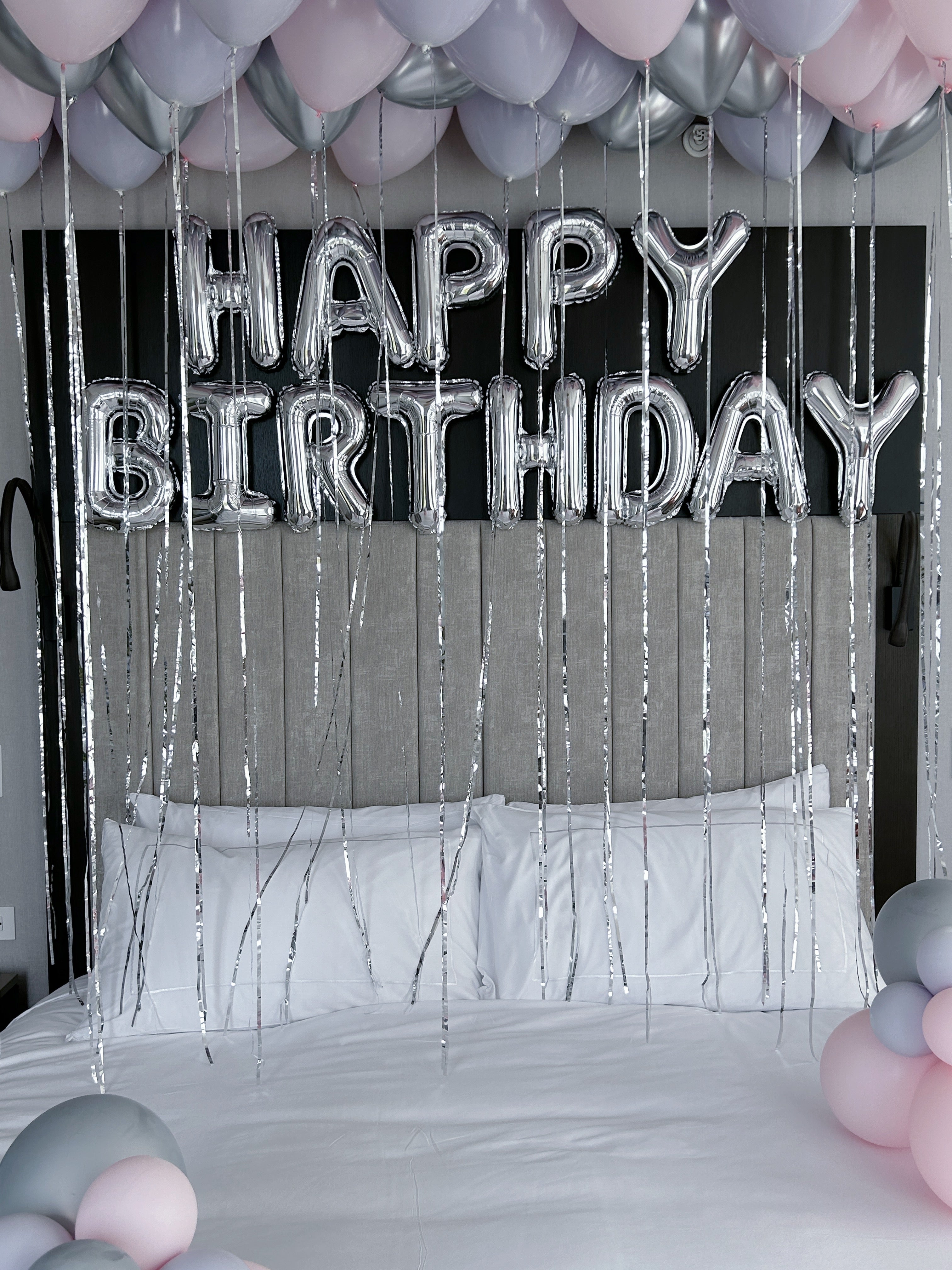 16" Silver Foil Happy Birthday Balloons Banner – PMLAND Party Decoration