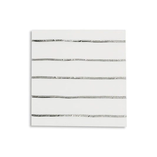 SILVER FRENCHIE STRIPED COCKTAIL NAPKINS