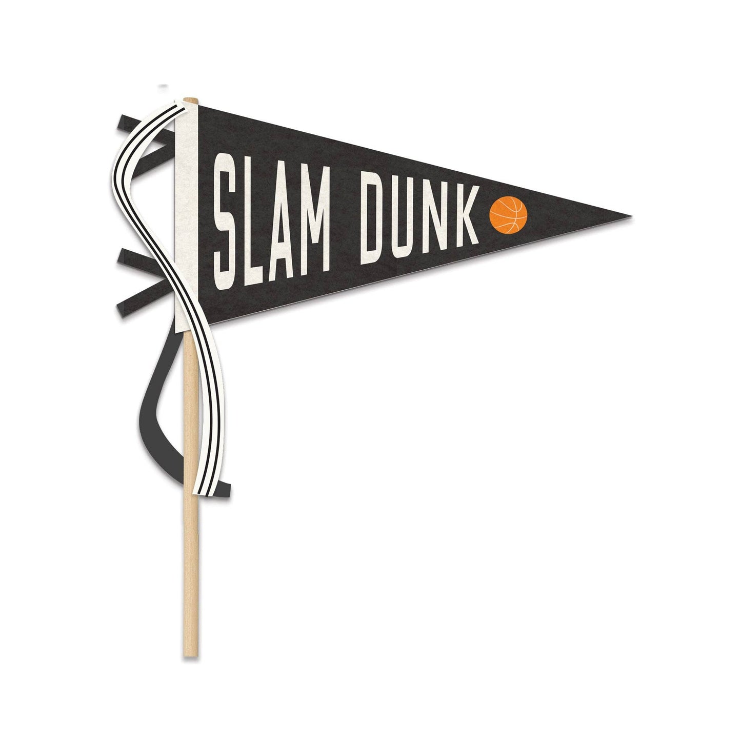 Black and white pennant with 'SLAM DUNK' text and a basketball graphic on a white background