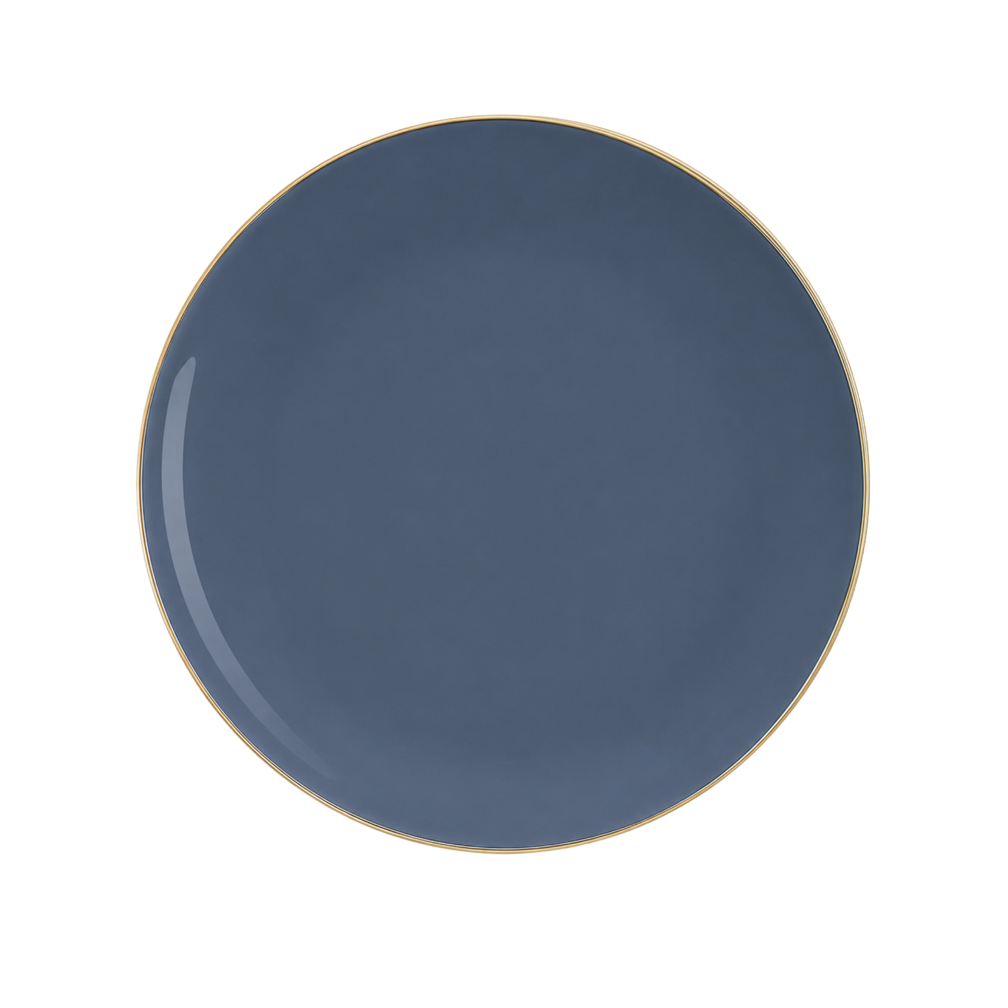 SLATE BLUE & GOLD ROUND REUSABLE DESSERT PLATES | 10 PIECES